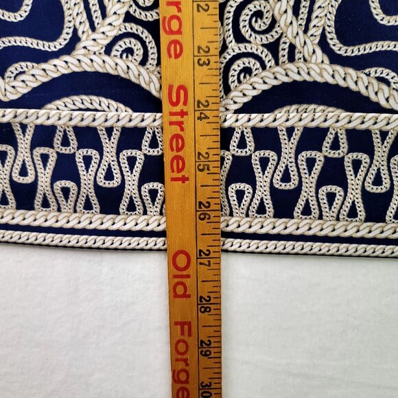 JM Collection Womens Large Boho Navy Beige Print Top Rhinestone Flowy Rodeo - Picture 8 of 8